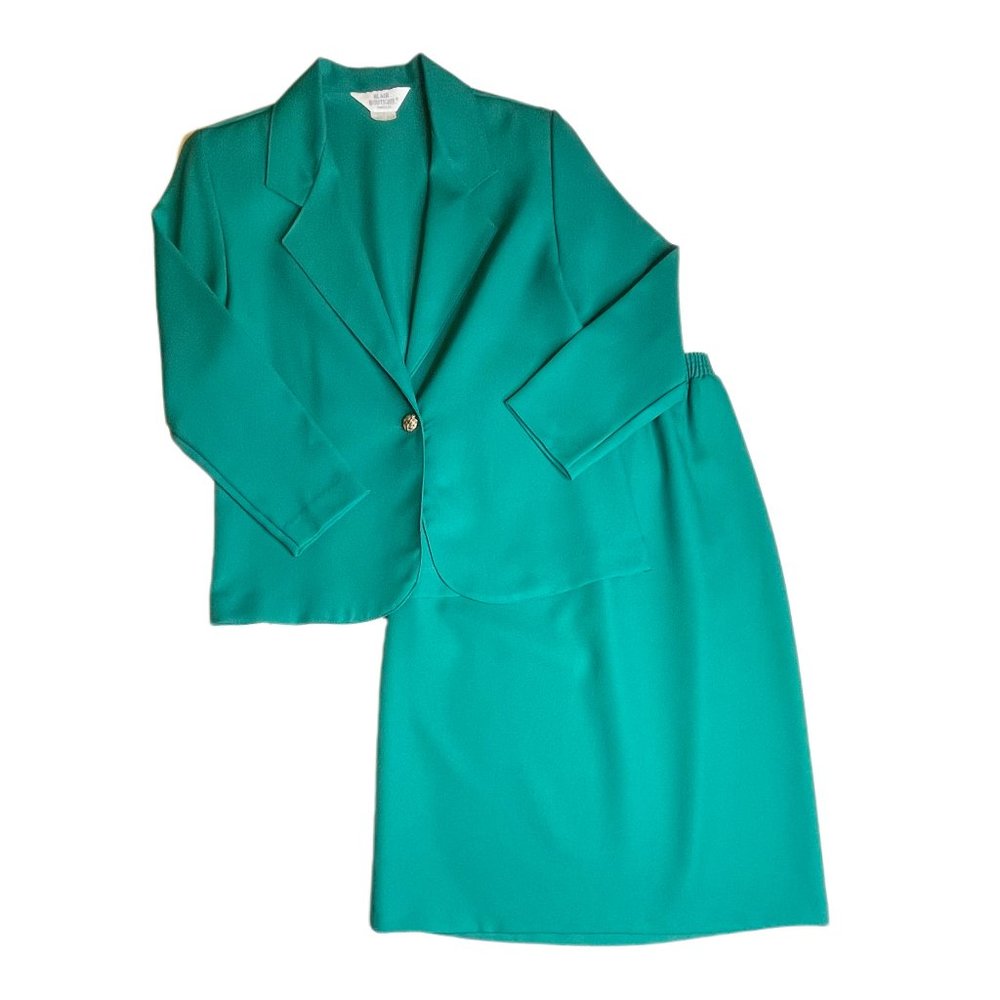 Vintage Blair Boutique Teal Skirt Suit